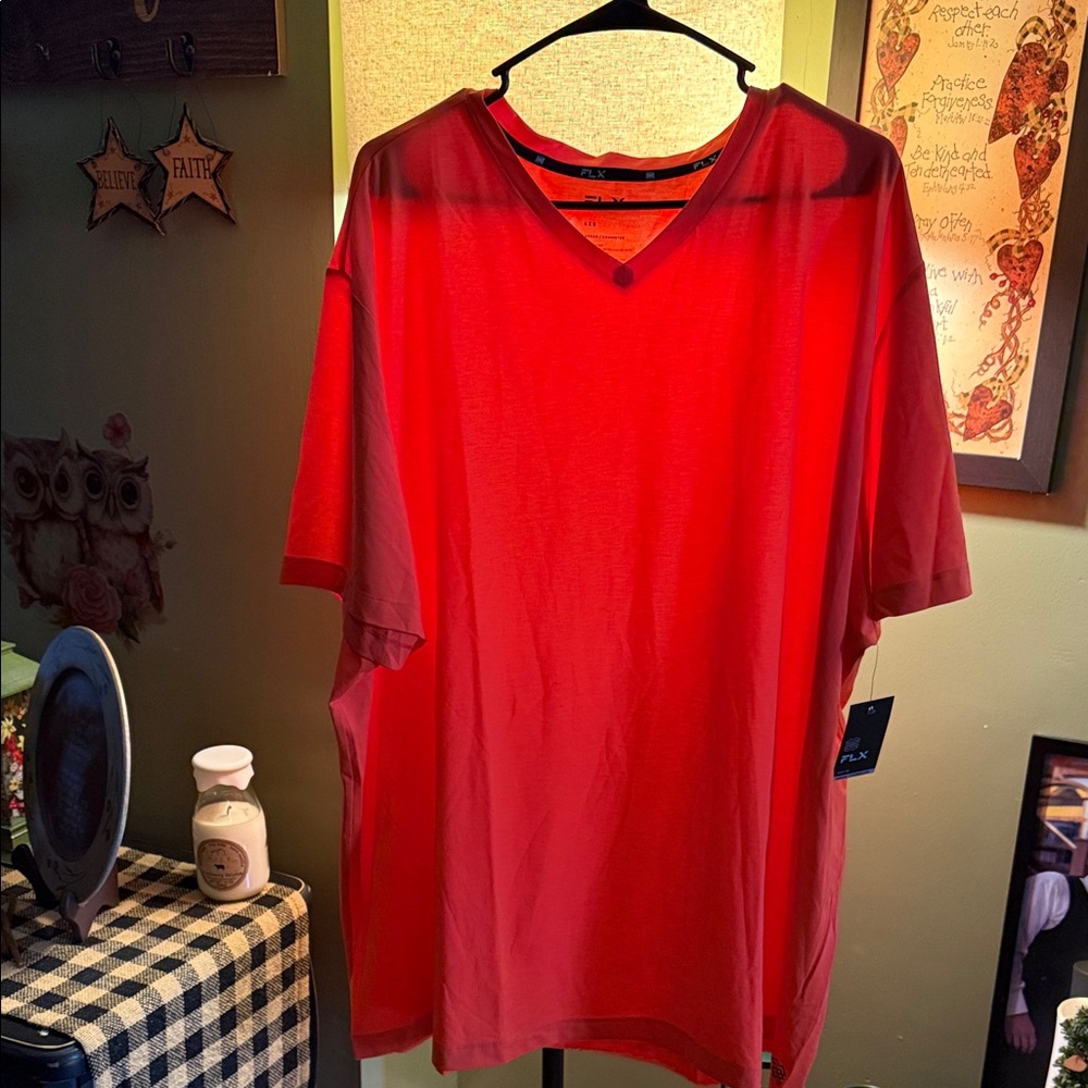 Vibrant Red V-Neck Tee for Men